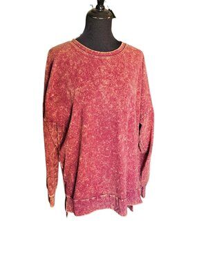 Zenana Signature Mineral Wash Oversized Tunic Top 1X Boho Casual